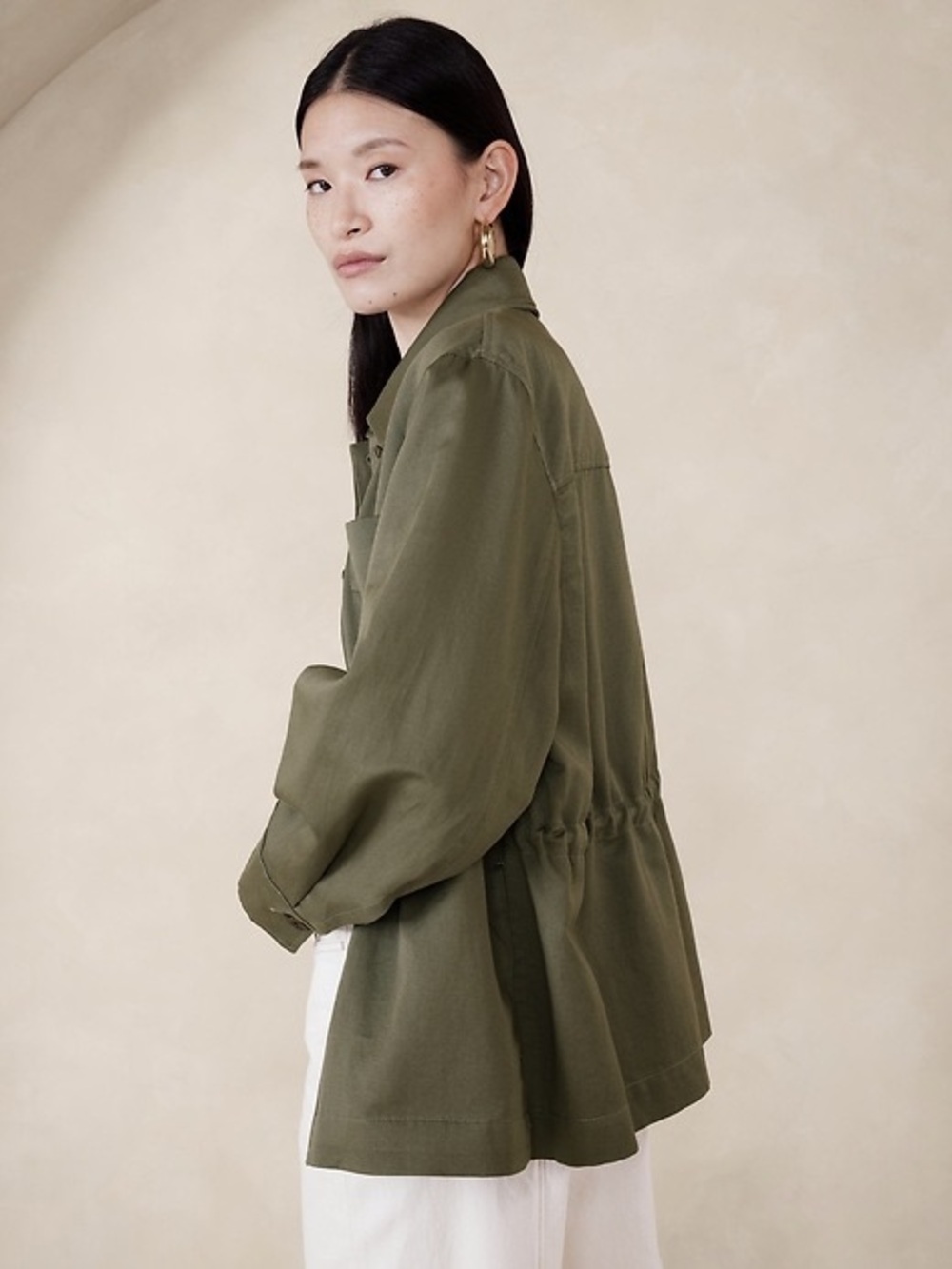 Banana Republic Lucia Cotton Linen Jacket in Desert Thyme Green Size Small - Picture 5 of 14